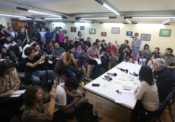 São Paulo 27/04/2016 Ex-Presidente do Uruguai Pepe Mujica durante entrevista com blogueiros e midias alternativas no Barão de Itararé. Foto Paulo Pinto/Agencia PT