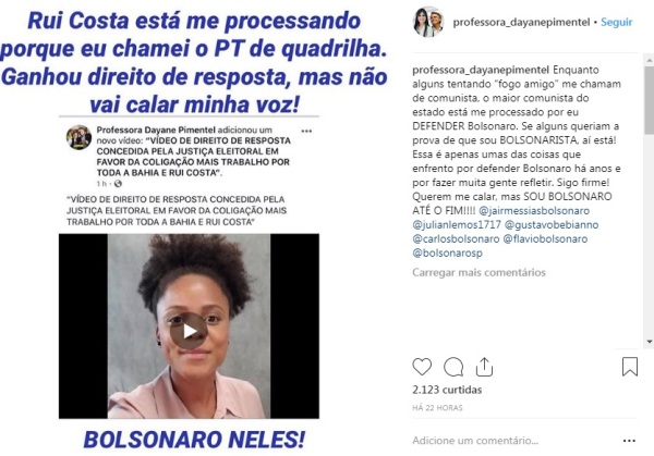 Candidata de Bolsonaro publica direito de resposta após decisão judicial 1