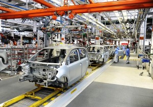 Na foto fabrica linha de monatgem da Volkswagem em Taubaté. Foto: Divulgação.
