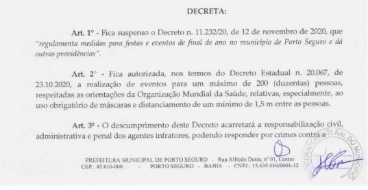 Decreto revoga realização de megaeventos e limita público de até 200 pessoas por festa