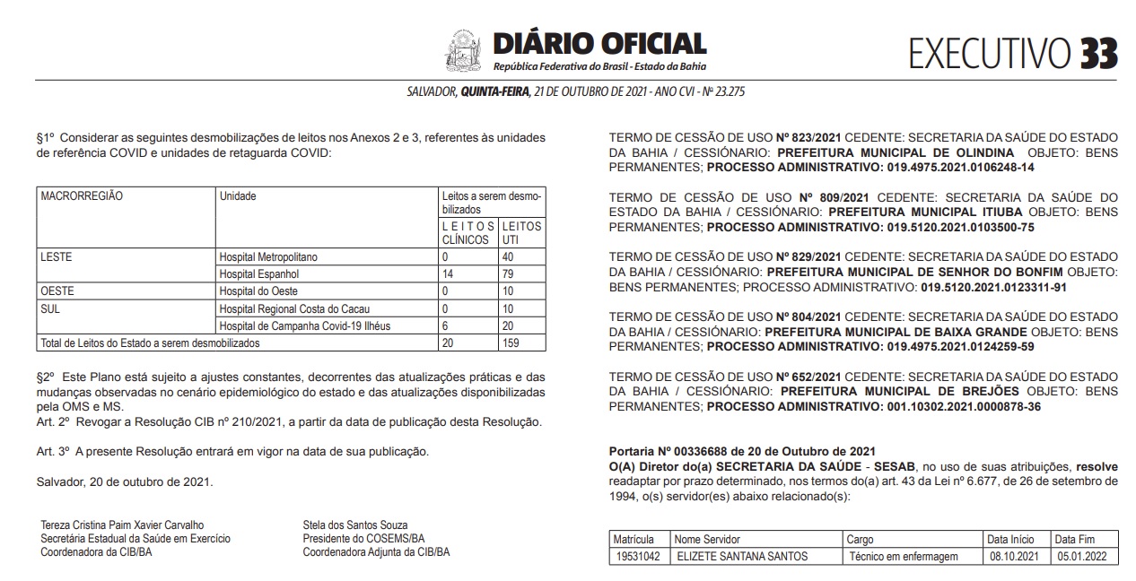 Foto: Diário Óficial do Estado