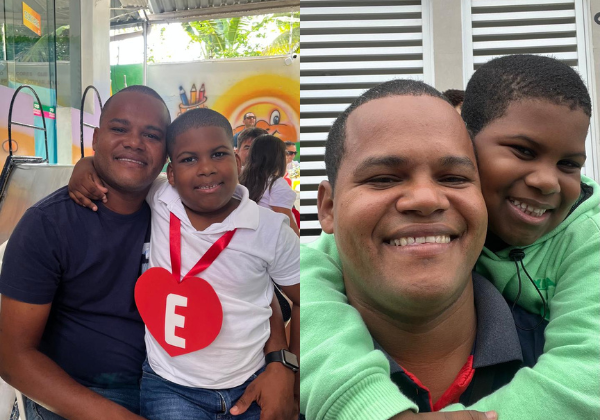 Dedel ao lado do seu filho Victor