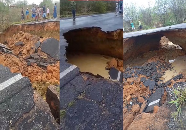 Cratera se abre e interdita trecho entre Araci e Tucano na BR-116