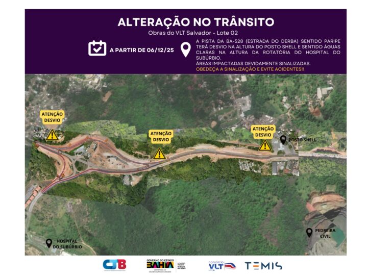 Estrada do Derba terá novos desvios para avanço das obras do VLT e…