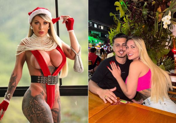Vestida de Mamãe Noel, Andressa Urach comenta namoro com homem 13 anos mais novo