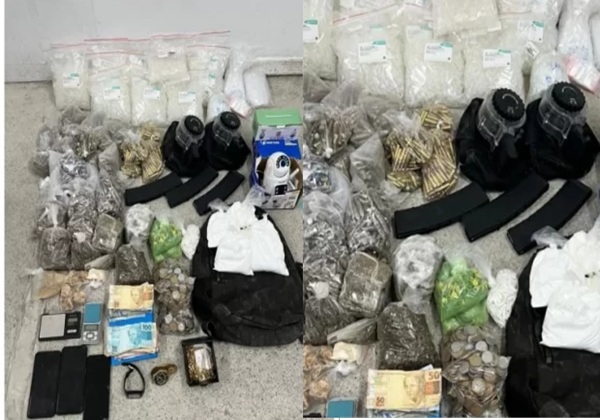 Operação policial ‘dá cabo’ em arsenal de munições, carregadores e drogas