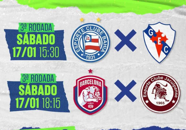 Veja onde assistir os dois jogos da terceira rodada do Baianão neste sábado (17)