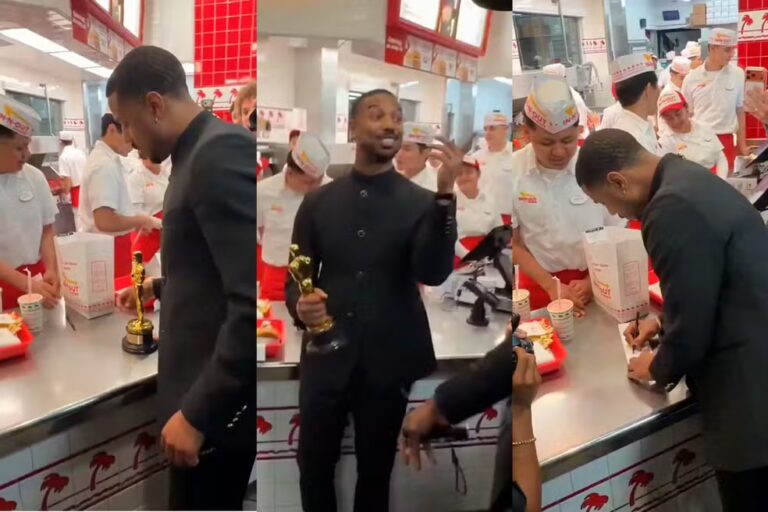 Michael B. Jordan comemora Oscar em lanchonete após a cerimônia