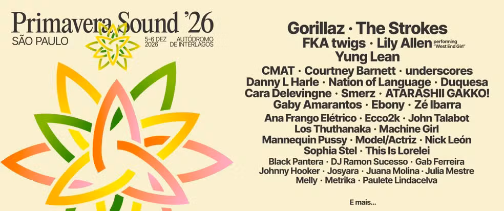 ‘Primavera Sound’ anuncia line-up da edição 2026 em São Paulo