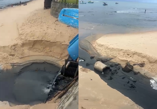 Morador denuncia possível despejo de esgoto no mar em Praia do Forte