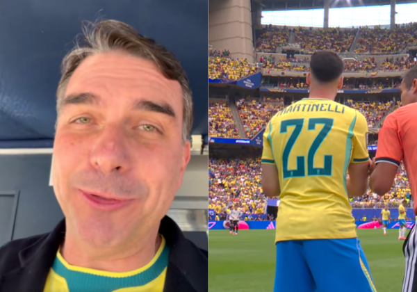 ‘Foi o 22 que salvou o Brasil’, brinca Flávio Bolsonaro após vitória do Brasil