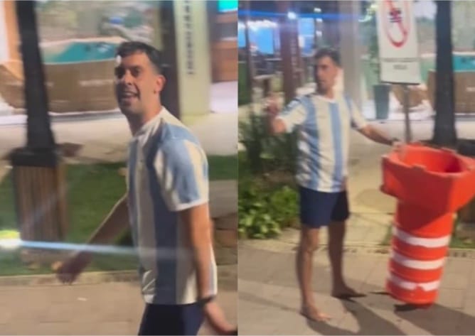 Argentino surta na Praia do Forte após derrota na Copa; veja vídeo