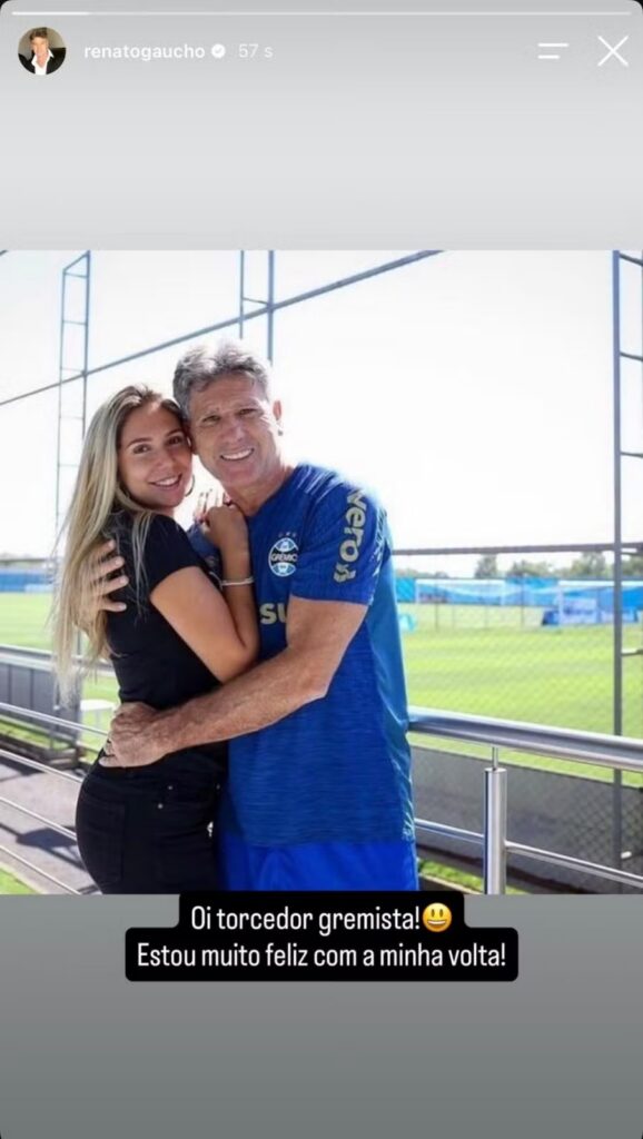 Foto vazada por Carol Portaluppi sobre acerto de Renato Gaúcho com o Grêmio